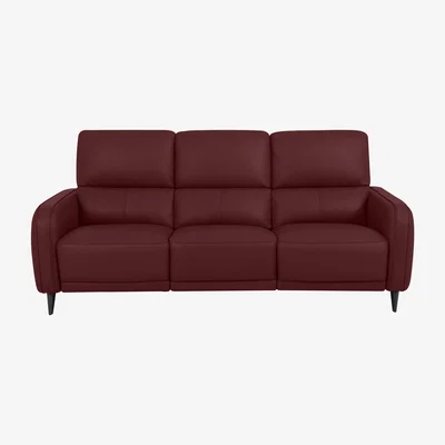 Furniture Village Domicil - Logan 3 Seater Leather Power Recliner Sofa - Burgundy