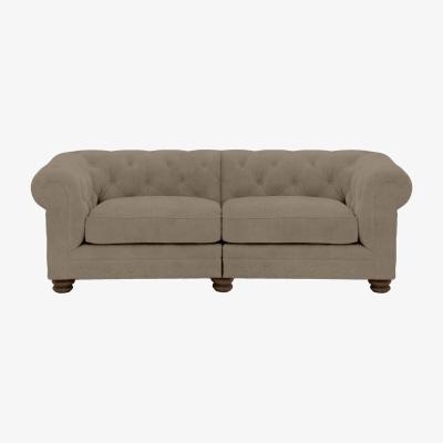 Furniture Village Alexander and James - Chesterfield Collection Hugo 3 Seater Split Frame Fabric Sofa - Mouse - Dark Feet