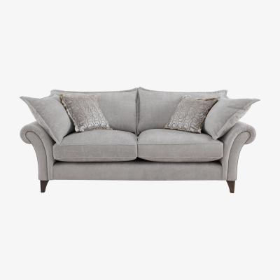 Furniture Village Boutique Splendour Fabric 3 Seater Sofa - Meridian Silver with Antique Feet