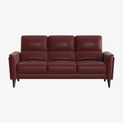 Furniture Village Compact Collection Klein 3 Seater NC Leather Sofa - NC Deep Red