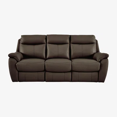 Furniture Village Snug 3 Seater Leather Manual Recliner Sofa - Brown- World of Leather