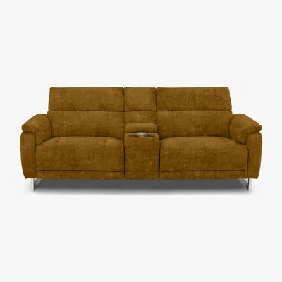 Furniture Village Moet 3 Seater Fabric Power Recliner Sofa with Telescopic Headrests and Smart Console - Heritage Saffron