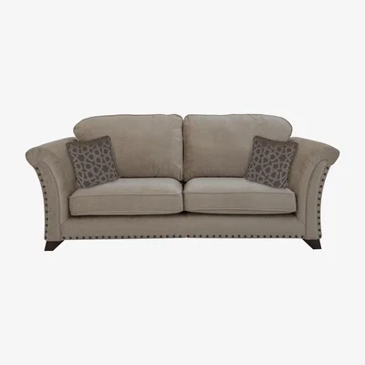 Furniture Village Holly 3 Seater Fabric Classic Back Sofa With Studs