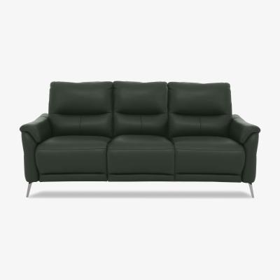 Furniture Village Daytona 3 Seater Leather Power Recliner Sofa with Drinks Holder and Built-in Bluetooth Speaker - Oslo Pine