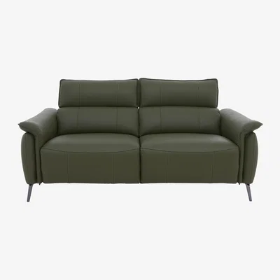 Furniture Village Jude 3 Seater Leather Power Recliner Sofa with Telescopic Headrests - Oslo Pine