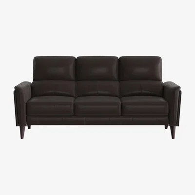 Furniture Village Compact Collection Klein 3 Seater BV Leather Sofa - Dark Chocolate