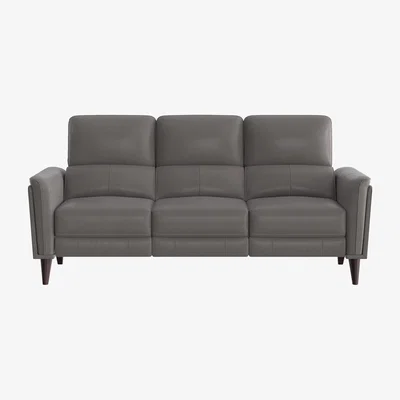 Furniture Village Compact Collection Klein 3 Seater HW Leather Power Recliner Sofa with Telescopic Headrests - Elephant