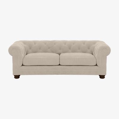 Furniture Village Alexander and James - Chesterfield Collection Hugo 3 Seater Fabric Sofa - Linen Ivory - Dark Feet