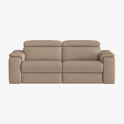 Furniture Village Nicoletti Italia - Davide 3 Seater Leather Power Recliner Sofa - Torello Taupe