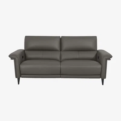 Furniture Village Domicil - Huxley 3 Seater Leather Power Recliner Sofa with Telescopic Headrests - NP Elephant Grey