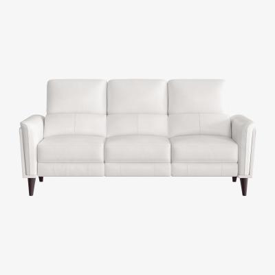 Furniture Village Compact Collection Klein 3 Seater HW Leather Power Recliner Sofa with Telescopic Headrests - Star White