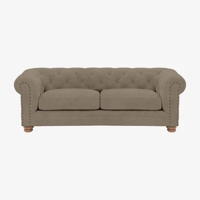 Furniture Village Alexander and James - Chesterfield Collection Hugo 3 Seater Fabric Sofa - Mouse with Studs - Oak Feet