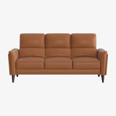 Furniture Village Compact Collection Klein 3 Seater NC Leather Sofa - Pecan Brown