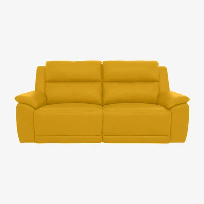 Furniture Village Utah 3 Seater Leather Power Recliner Sofa with Headrests and Power Lumbar - Giallo