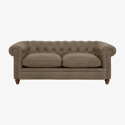 Furniture Village Alexander and James - Chesterfield Collection Ralph 3 Seater Leather Sofa - Case Taupe - Dark Feet