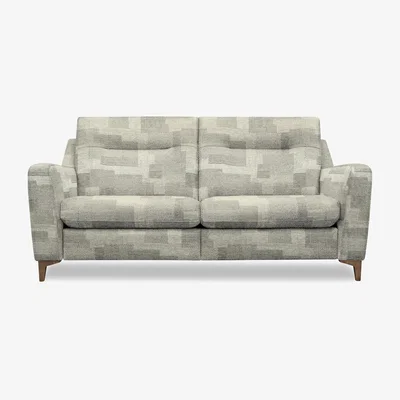 Furniture Village G Plan - Arlo 3 Seater Fabric Power Recliner Sofa - Checkers Smoke with Walnut Feet