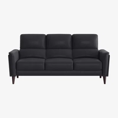 Furniture Village Compact Collection Klein 3 Seater HW Leather Sofa - Black