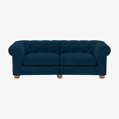Furniture Village Alexander and James - Chesterfield Collection Hugo 3 Seater Split Frame Fabric Sofa - Teal - Oak Feet