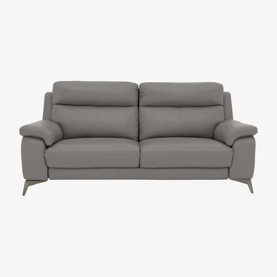 Furniture Village Missouri 3 Seater Leather Sofa - Grey- World of Leather