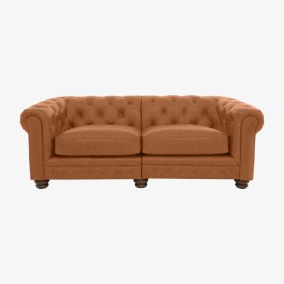 Furniture Village Alexander and James - Chesterfield Collection Hugo 3 Seater Split Frame Leather Sofa - Original - Dark Feet