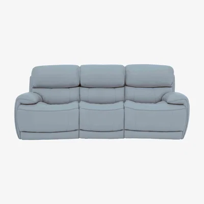 Furniture Village Relax Station Rocco 3 Seater NC Leather Power Rocker Sofa with Headrests - Pearl Blue