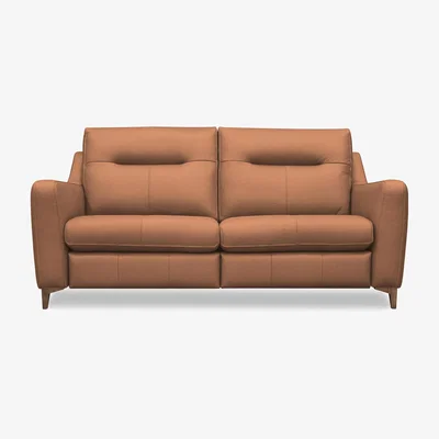 Furniture Village G Plan - Arlo 3 Seater Leather Sofa - No Recliner - Texas Tan with Walnut Feet
