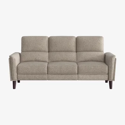 Furniture Village Compact Collection Klein 3 Seater Fabric Power Recliner Sofa with Telescopic Headrests - Biscuit