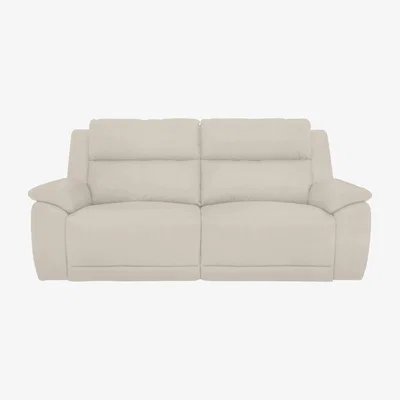 Furniture Village Utah 3 Seater Fabric Power Recliner Sofa with Headrests and Power Lumbar - Velvet White