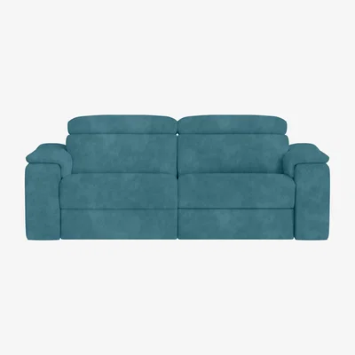 Furniture Village Nicoletti Italia - Davide 3 Seater Fabric Power Recliner Sofa - Selma Turchese