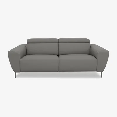 Furniture Village Nicoletti Italia - Milano 3 Seater Leather Power Recliner Sofa - Torello Iron