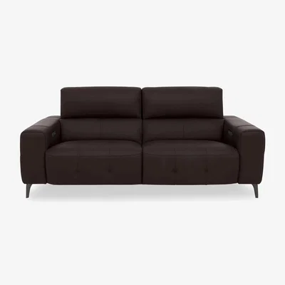 Furniture Village New York 3 Seater HW Leather Power Recliner Sofa - Espresso
