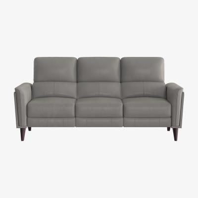 Furniture Village Compact Collection Klein 3 Seater NC Leather Power Recliner Sofa with Telescopic Headrests - Sleet