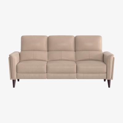 Furniture Village Compact Collection Klein 3 Seater BV Leather Power Recliner Sofa with Telescopic Headrests - BV Pebble