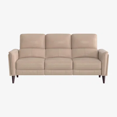 Furniture Village Compact Collection Klein 3 Seater BV Leather Power Recliner Sofa with Telescopic Headrests - BV Pebble