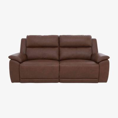 Furniture Village Utah 3 Seater Leather Power Recliner Sofa with Headrests and Power Lumbar - Roast