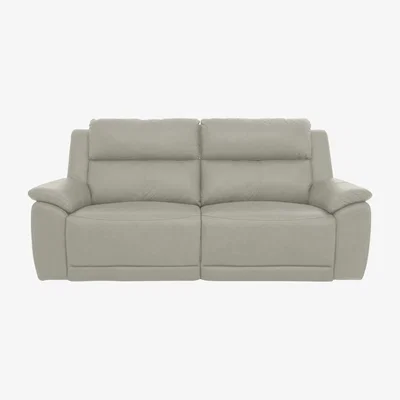 Furniture Village Utah 3 Seater Leather Power Recliner Sofa with Headrests and Power Lumbar - Sand