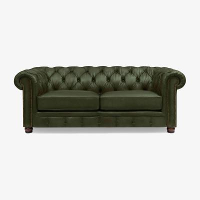 Furniture Village At The Helm - Shackleton 3 Seater Leather Chesterfield Sofa - Emerald