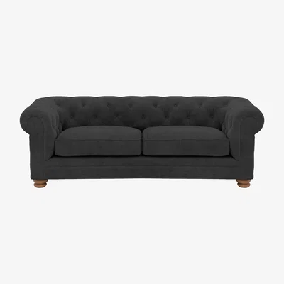Furniture Village Alexander and James - Chesterfield Collection Hugo 3 Seater Fabric Sofa - Boot - Oak Feet