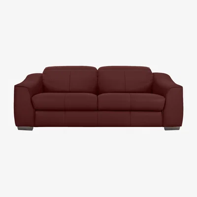 Furniture Village Xavier 3 Seater HW Leather Sofa - Deep Red