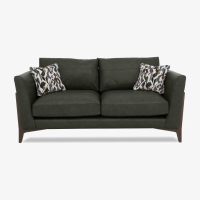 Furniture Village Iris 3 Seater Leather Sofa - Turino Green Wa Ft