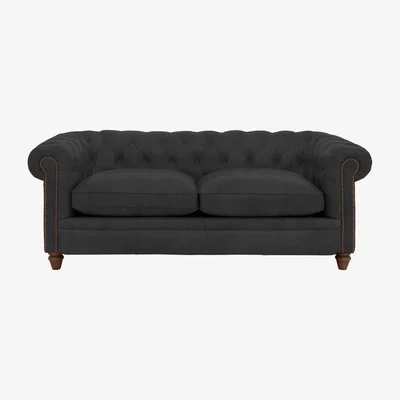 Furniture Village Alexander and James - Chesterfield Collection Ralph 3 Seater Fabric Sofa - Boot with Studs - Dark Feet