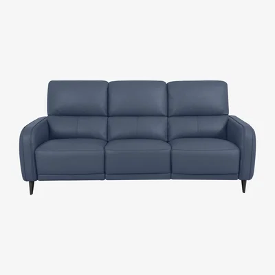 Furniture Village Domicil - Logan 3 Seater Leather Power Recliner Sofa - NP Ocean Blue