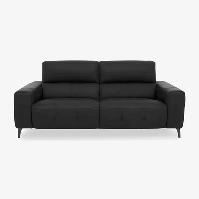 Furniture Village New York 3 Seater BV Leather Sofa - Classic Black