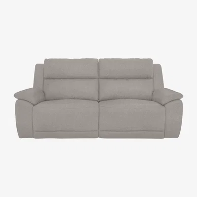 Furniture Village Utah 3 Seater Fabric Power Recliner Sofa with Headrests and Power Lumbar - Rosy Light Grey