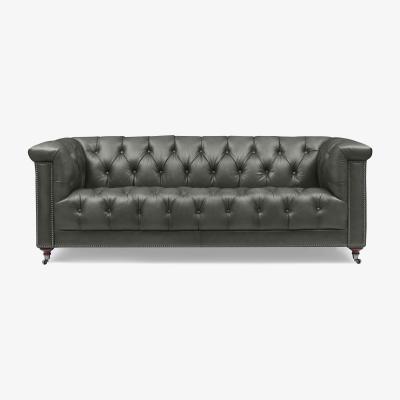 Furniture Village At The Helm - Wallace 3 Seater Leather Chesterfield Sofa with USB-C