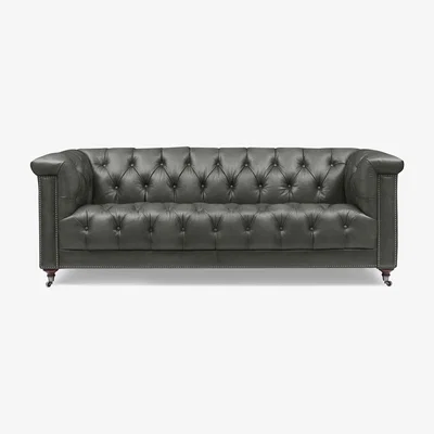 Furniture Village At The Helm - Wallace 3 Seater Leather Chesterfield Sofa with USB-C