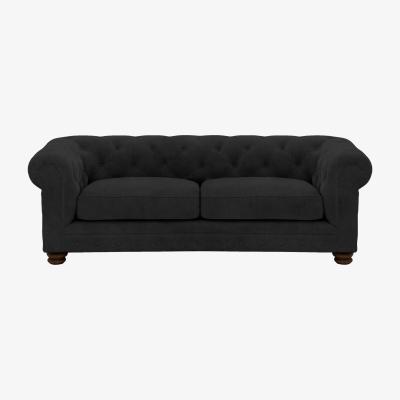 Furniture Village Alexander and James - Chesterfield Collection Hugo 3 Seater Fabric Sofa - Chocolate - Dark Feet