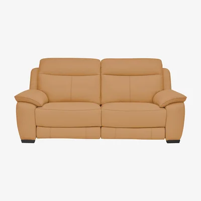 Furniture Village Starlight Express 3 Seater NC Leather Recliner Sofa with Power Headrests - NC Honey Yellow