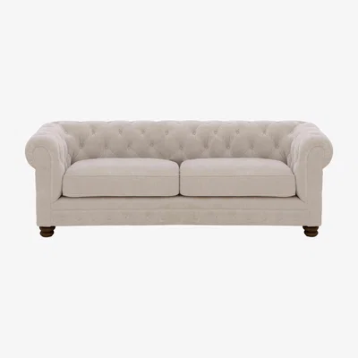 Furniture Village Alexander and James - Chesterfield Collection Hugo 3 Seater Fabric Sofa - Chamonix Linen - Dark Feet