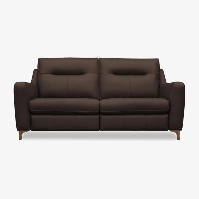 Furniture Village G Plan - Arlo 3 Seater Leather Sofa - No Recliner - Capri Chocolate with Walnut Feet